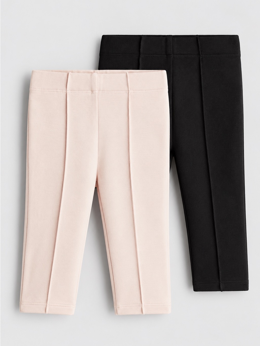 H&M - Kids 2-Pack PinTuck Leggings in Black and Light Pink